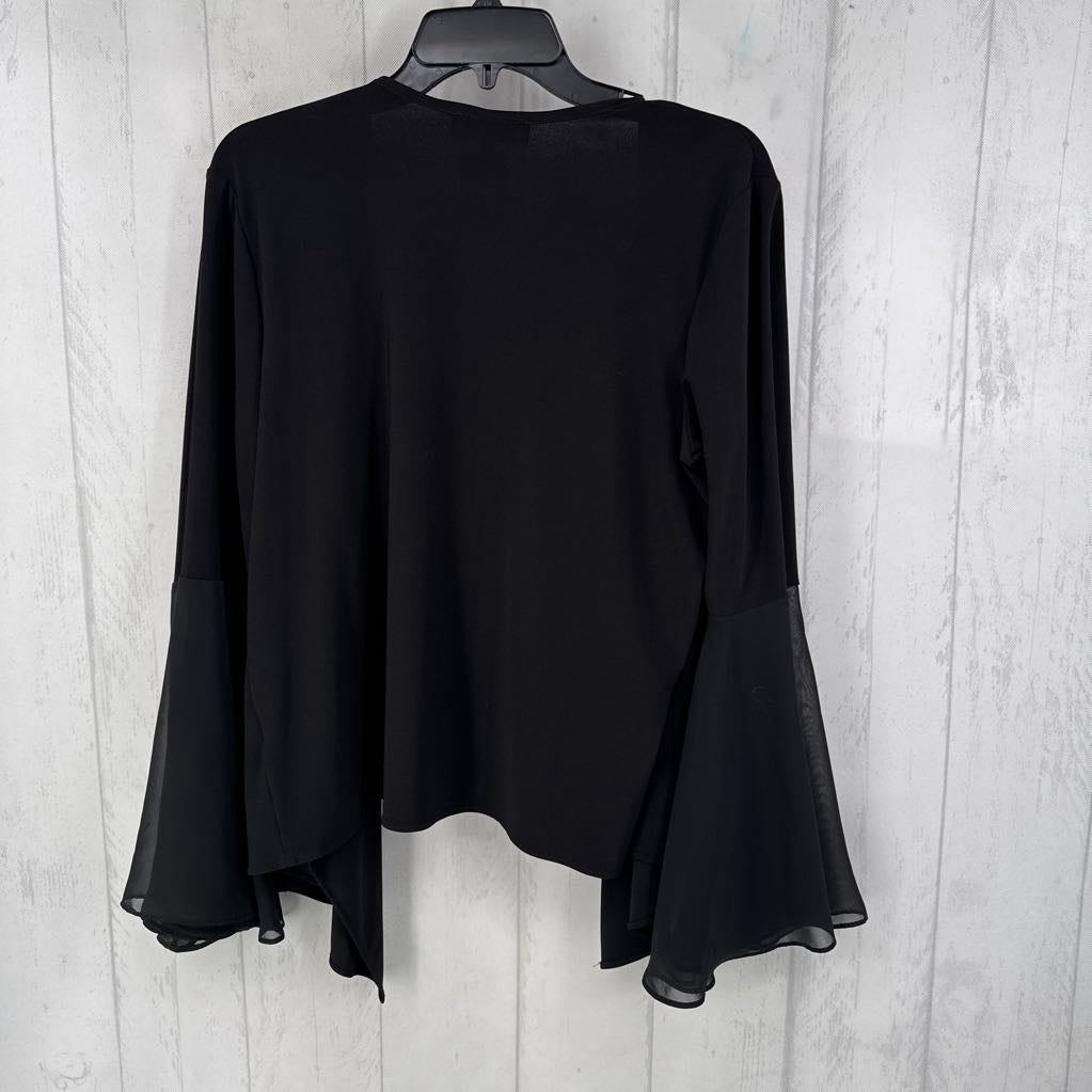 L flare slv open front cardi