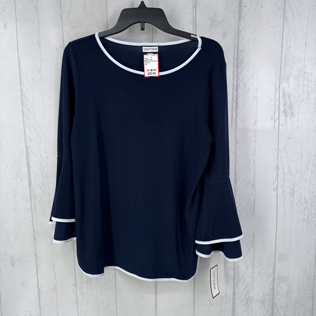 R59 XLp colorblock ruffled slv top