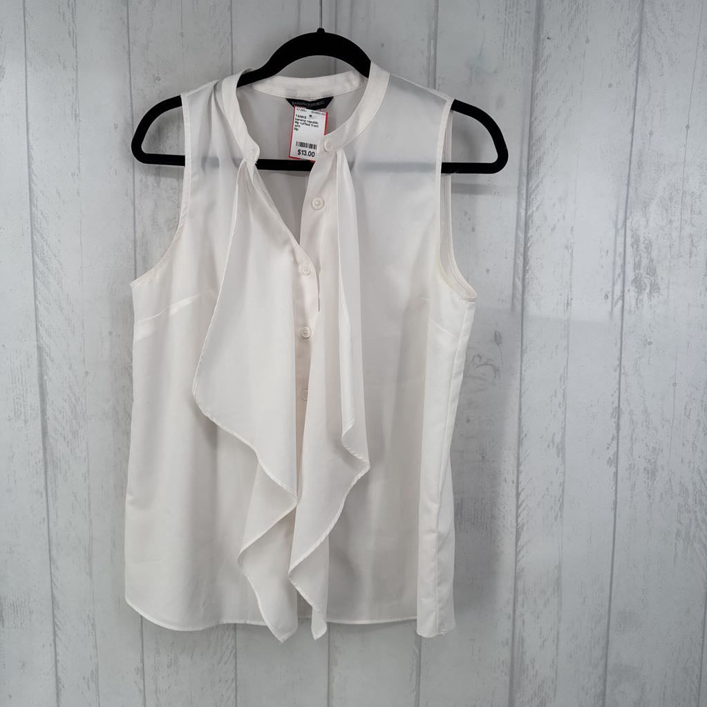 Mp ruffled front button down slvls top