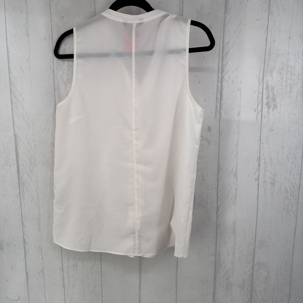 Mp ruffled front button down slvls top