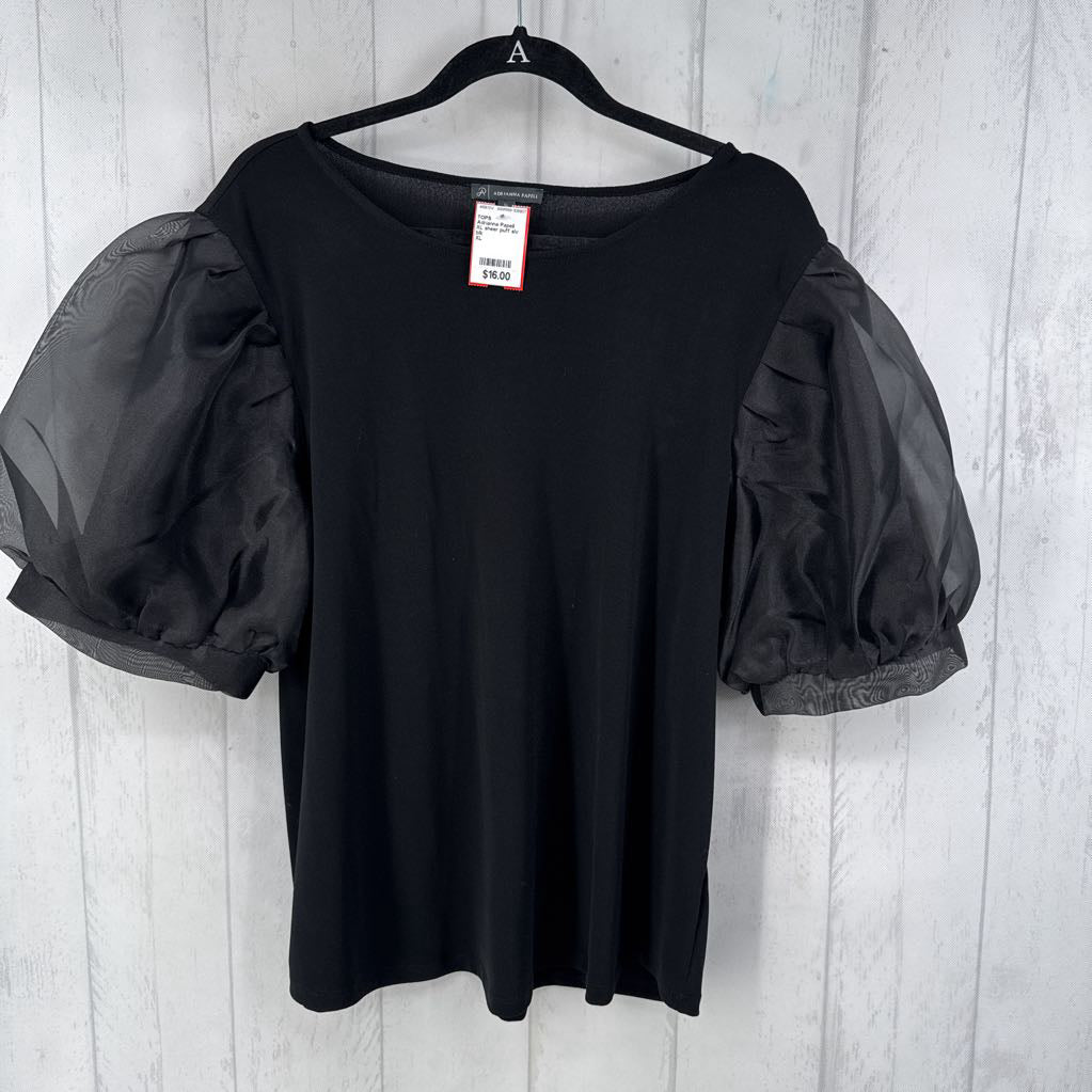 XL sheer puff slv top