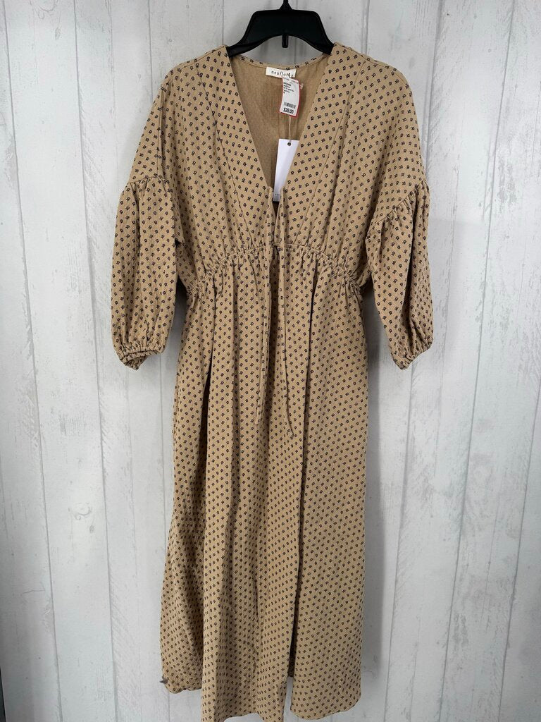 M flo print hi-waisted v-neck dress