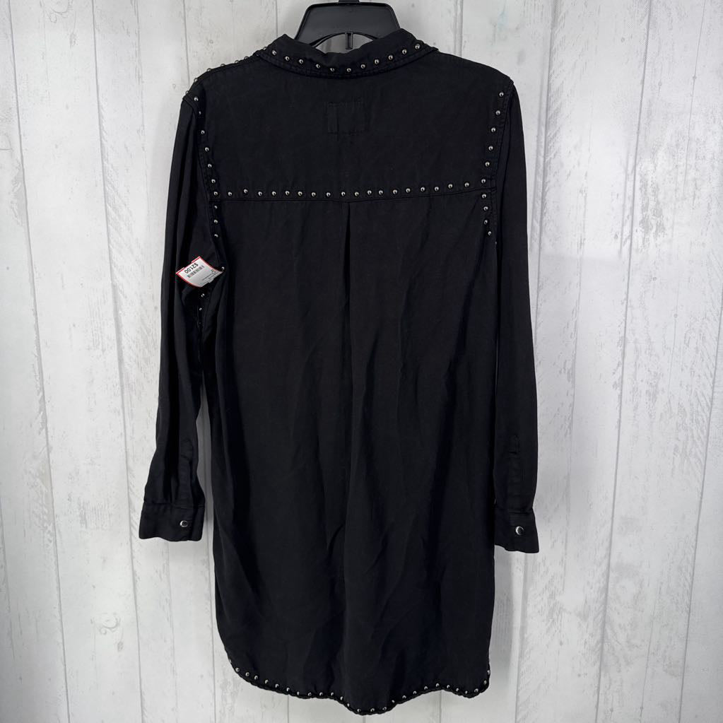M embelished button down l/s dress