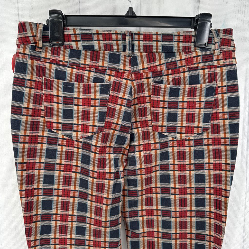 L plaid skinny leg pant