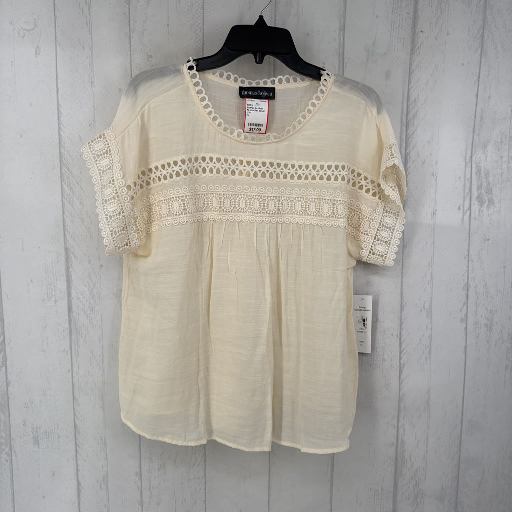 XL crochet detail s/s top