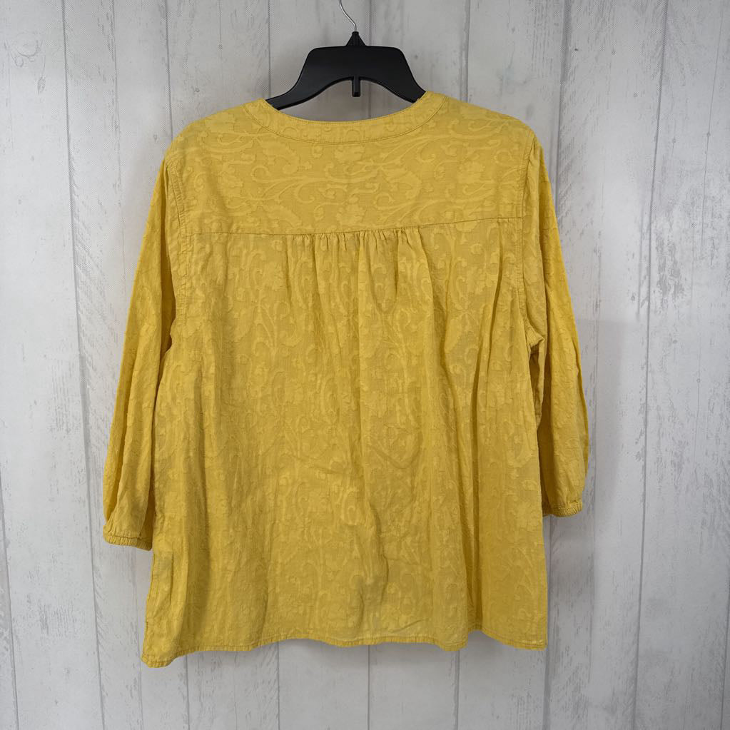 XL textured button down 3/4 slv top