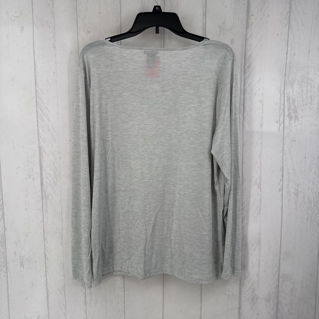 XL scoop neck embelished l/s tee