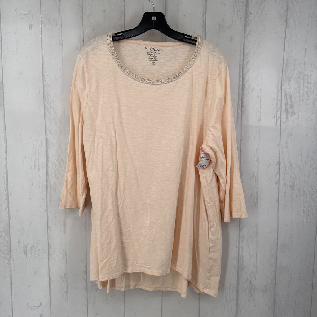 XL woven scoop neck hi-lo 3/4 slv top