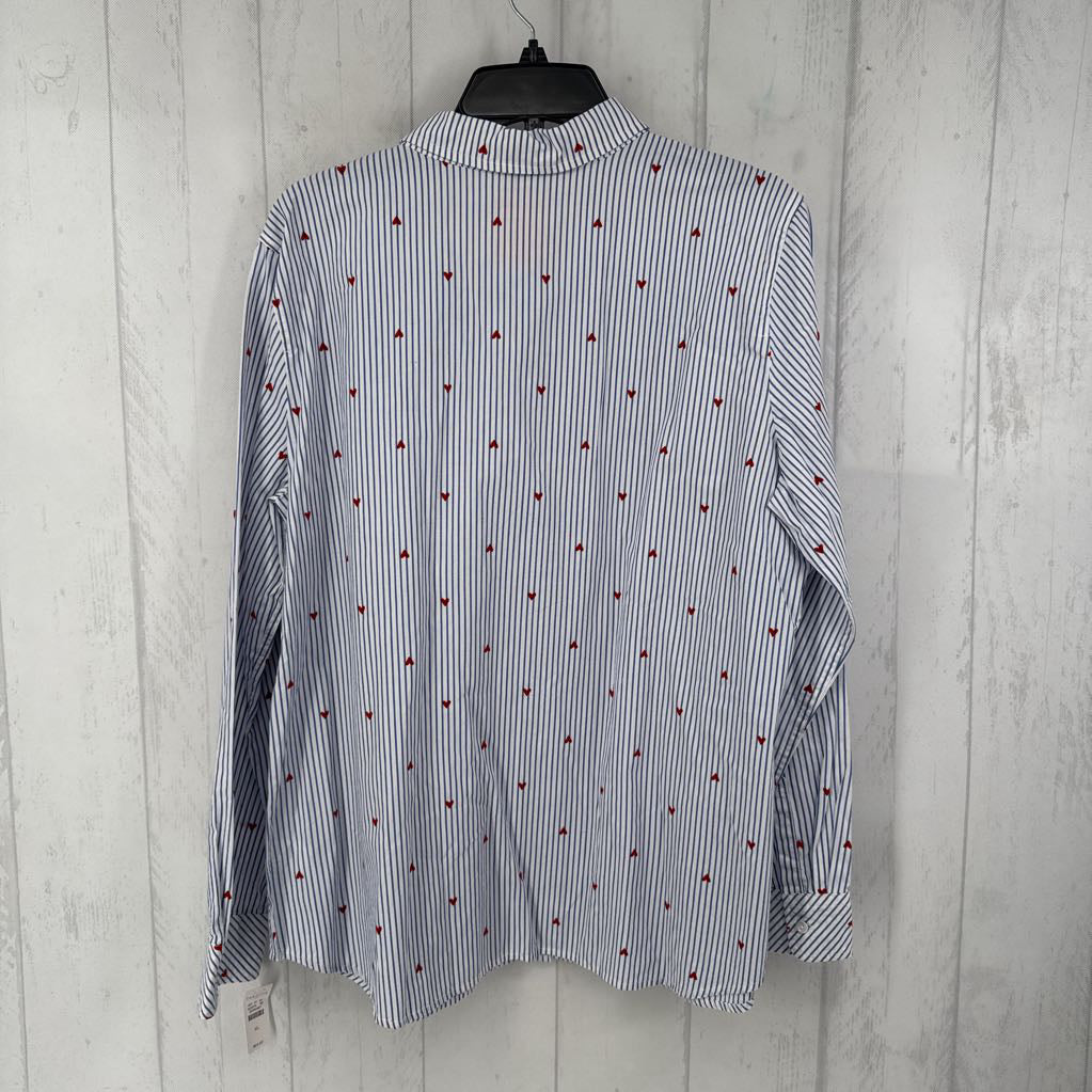 R64 XL striped w/hearts button down l/s top