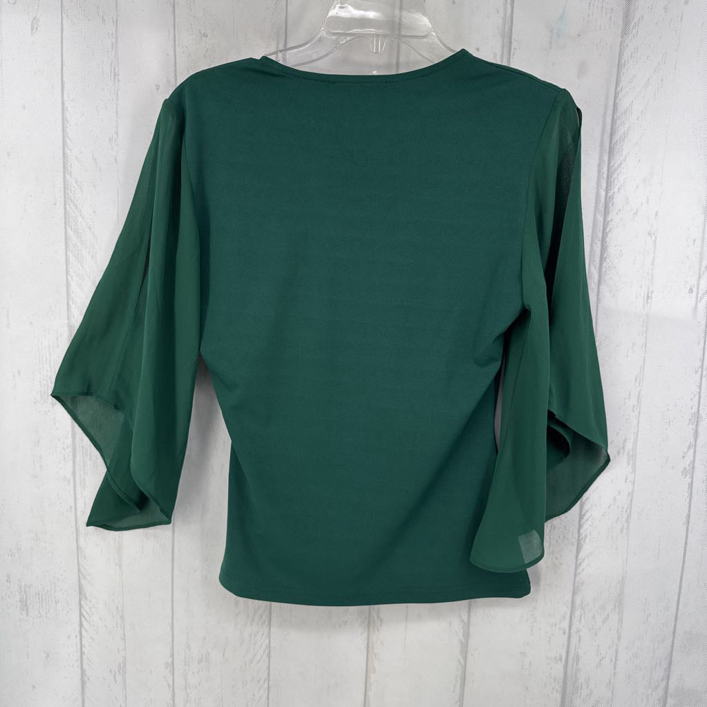 S crossover ruched side 3/4 slv top