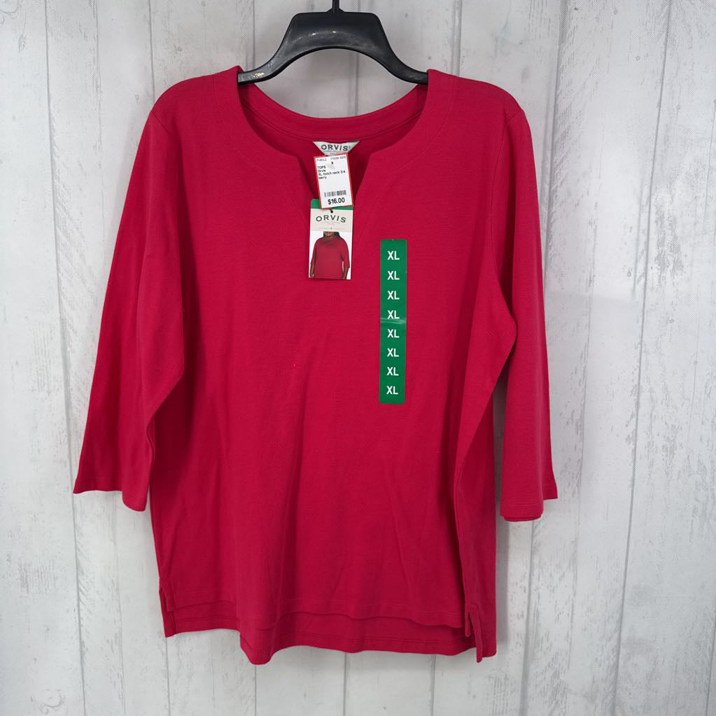 XL notch neck 3/4 slv top