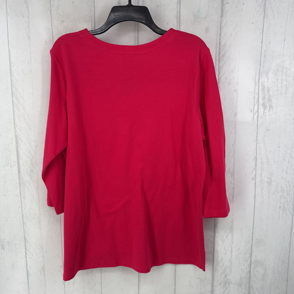 XL notch neck 3/4 slv top