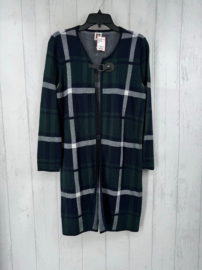 M plaid toggle closure cardi