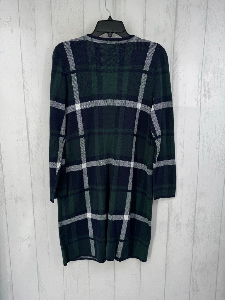 M plaid toggle closure cardi