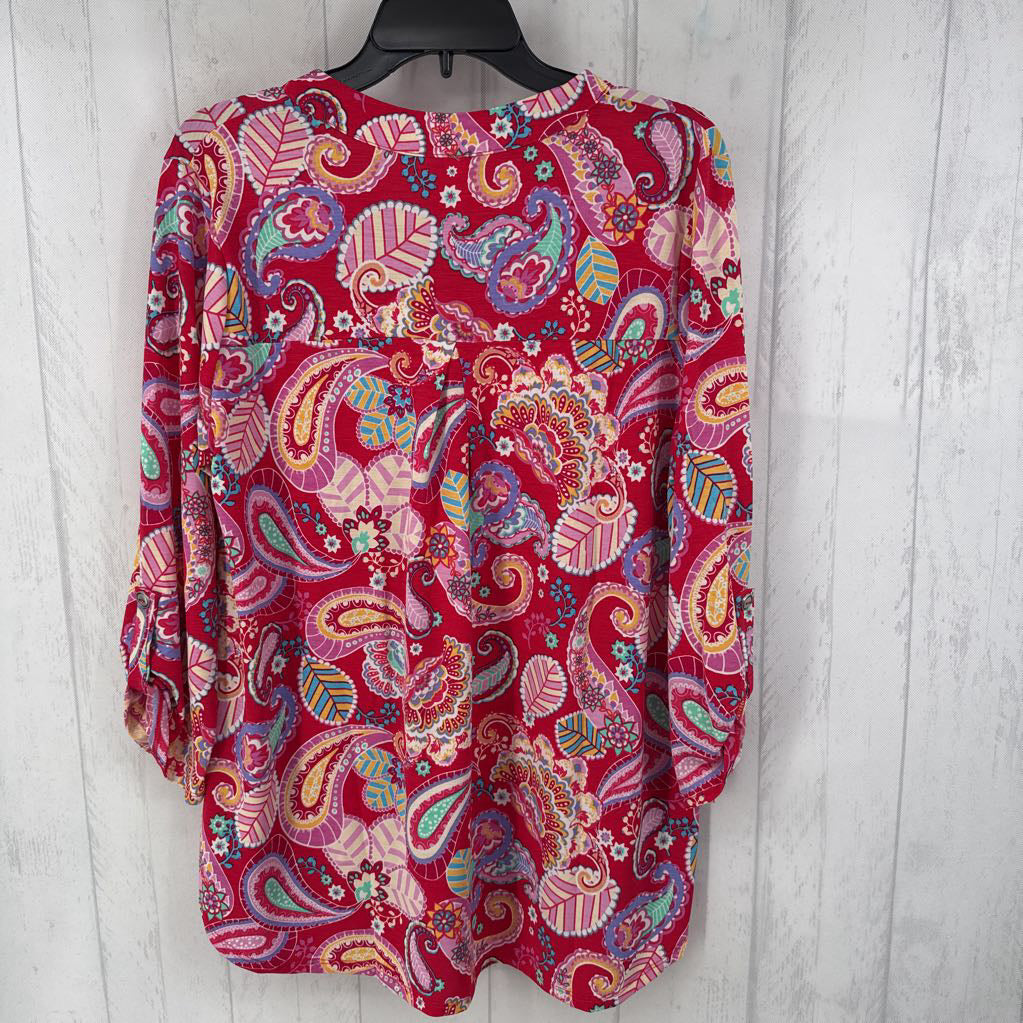 L paisley print notch neck tunic