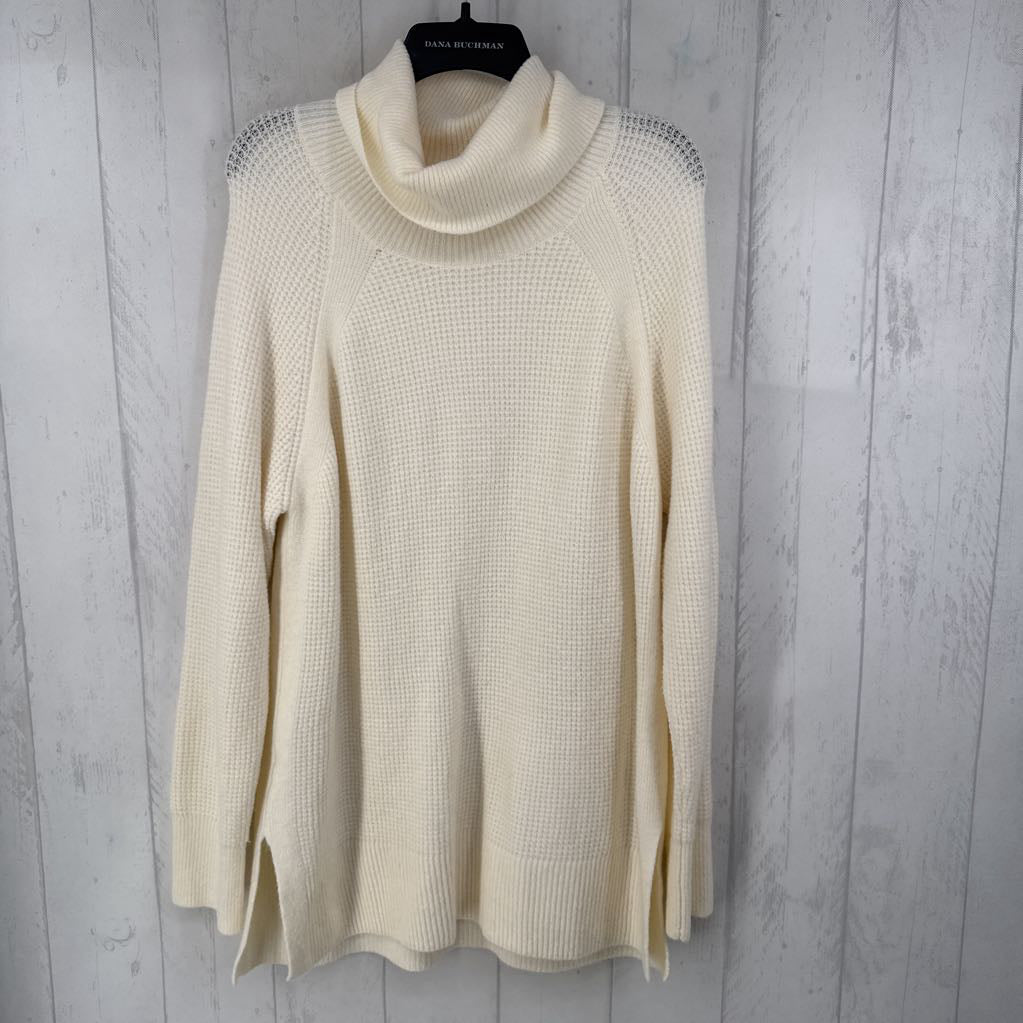 XL waffle knit cowl neck sweater