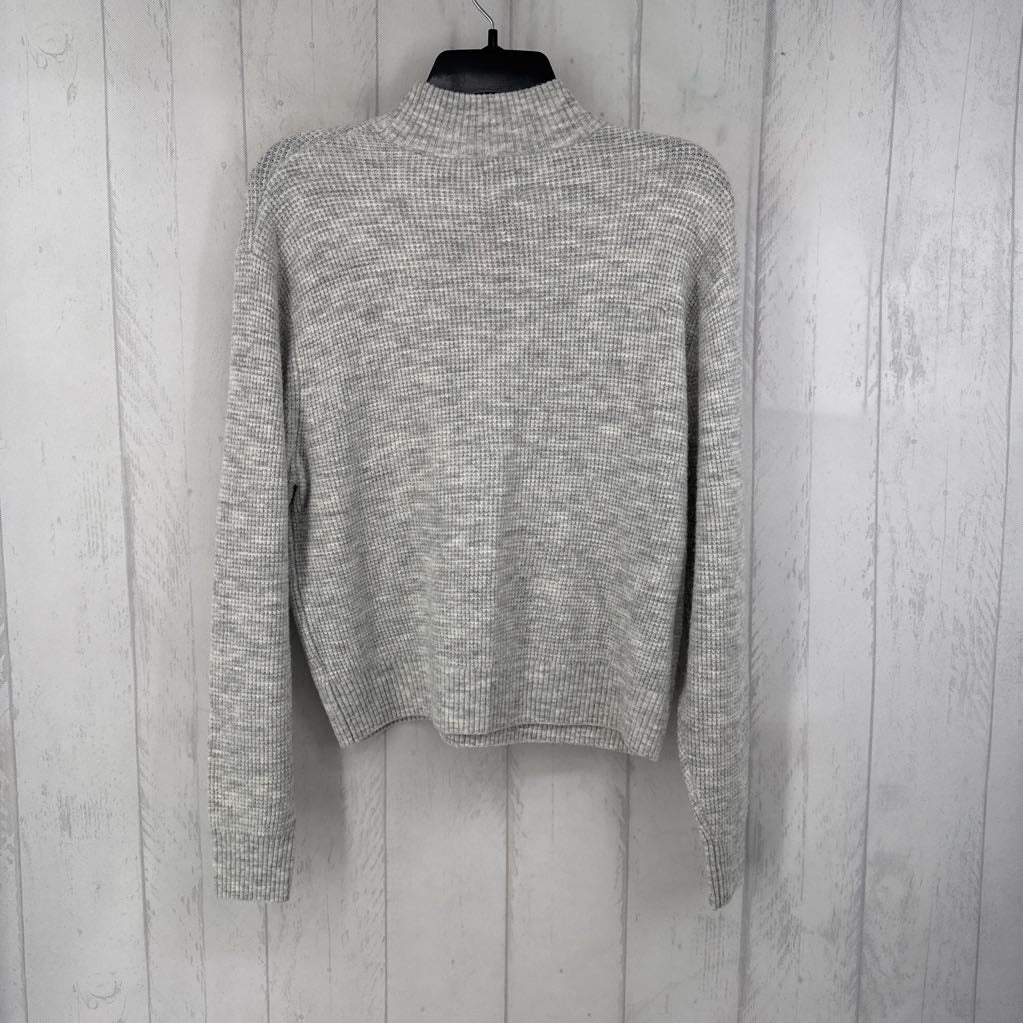 M l/s waffle mock neck sweater