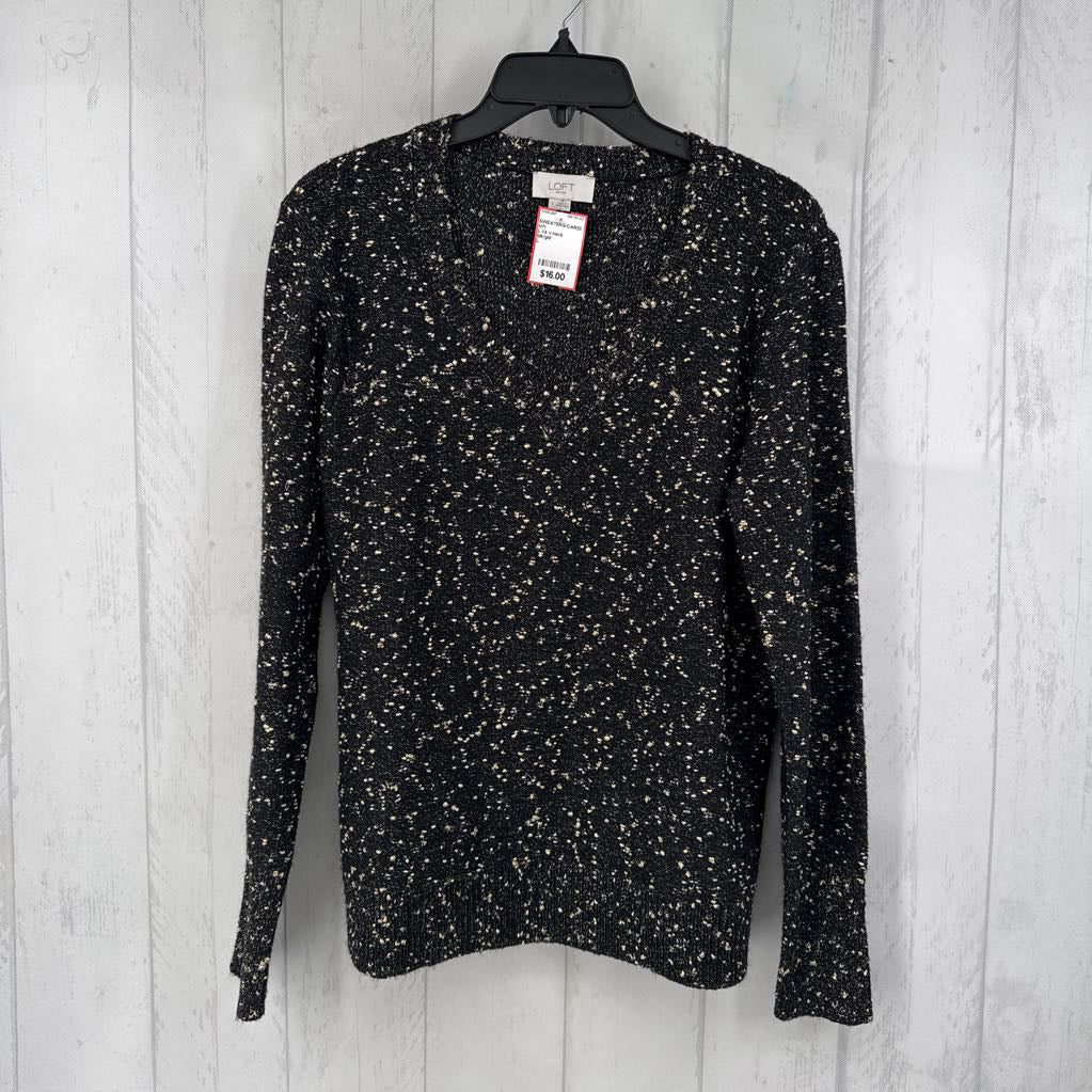 L l/s v-neck textured sweater