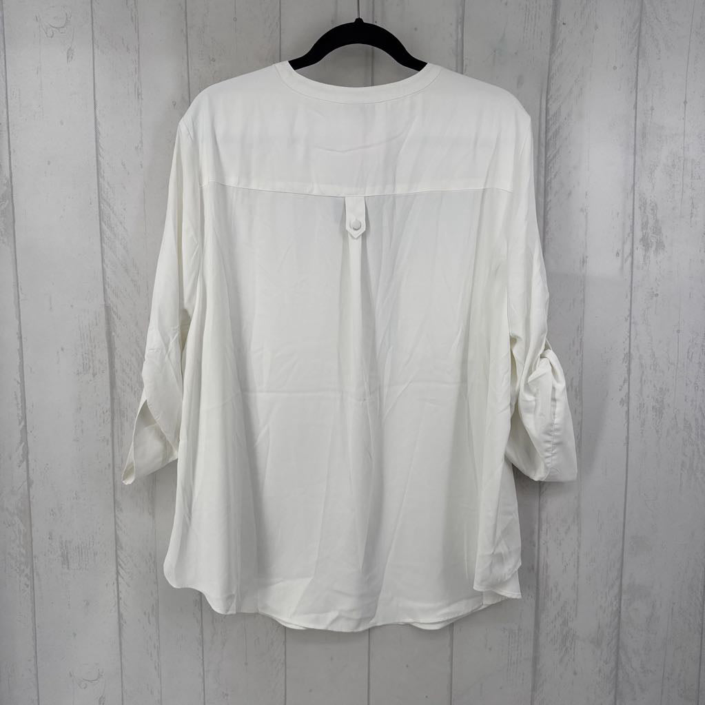 R49 3x 3/4 slv half button shirt