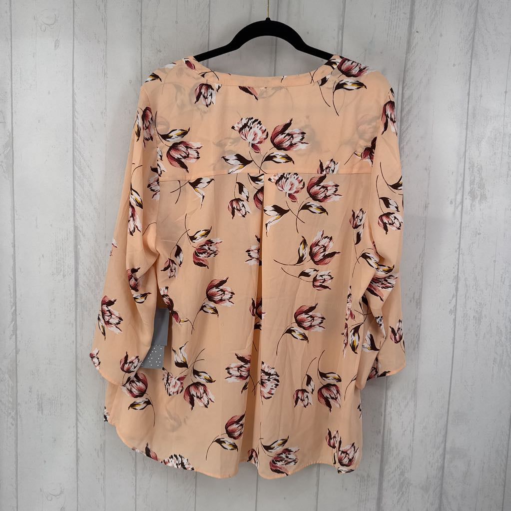 2x split neck l/s floral top