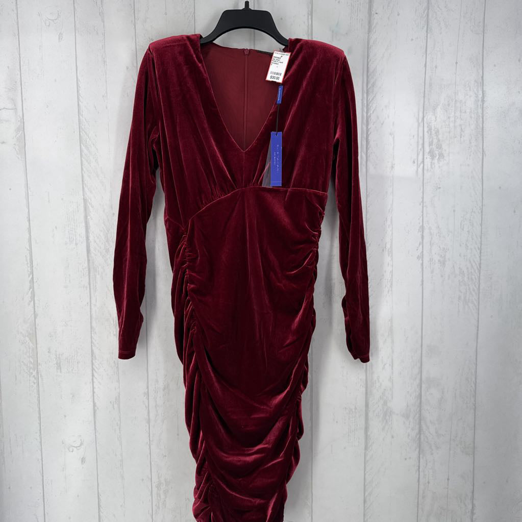 R348 S v-neck ruche velvet dress