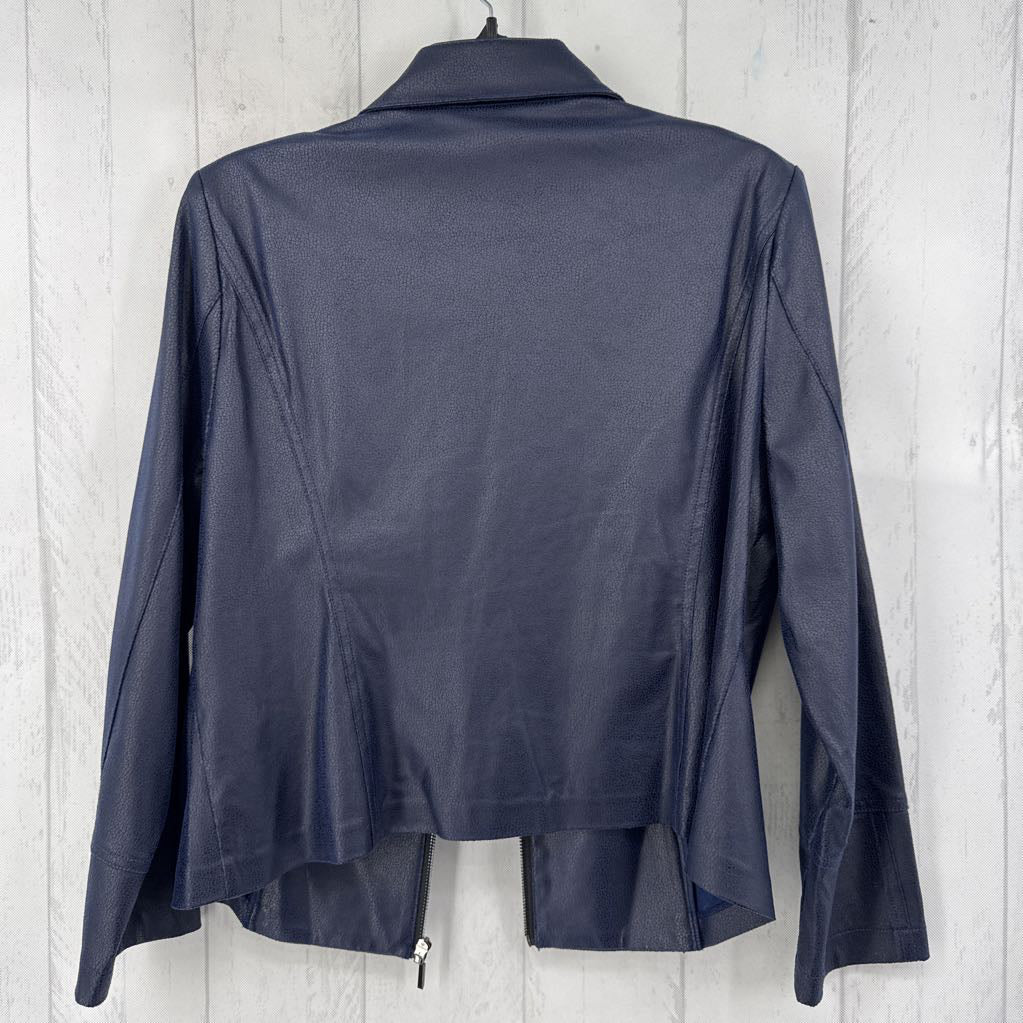 14 faux leather embelished zip-up jacket