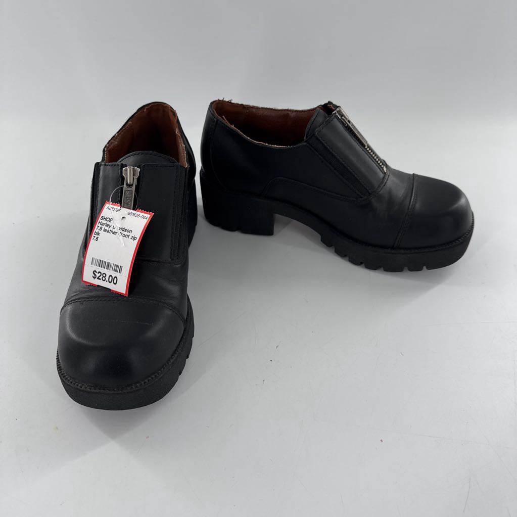 7.5 leather front zip chunky sole shoes