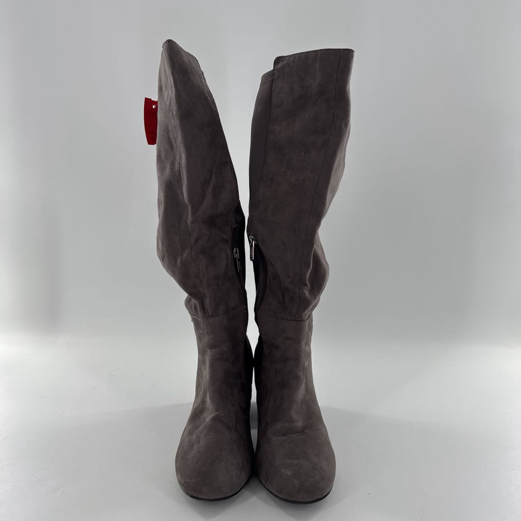 10w suede low heel tall boots