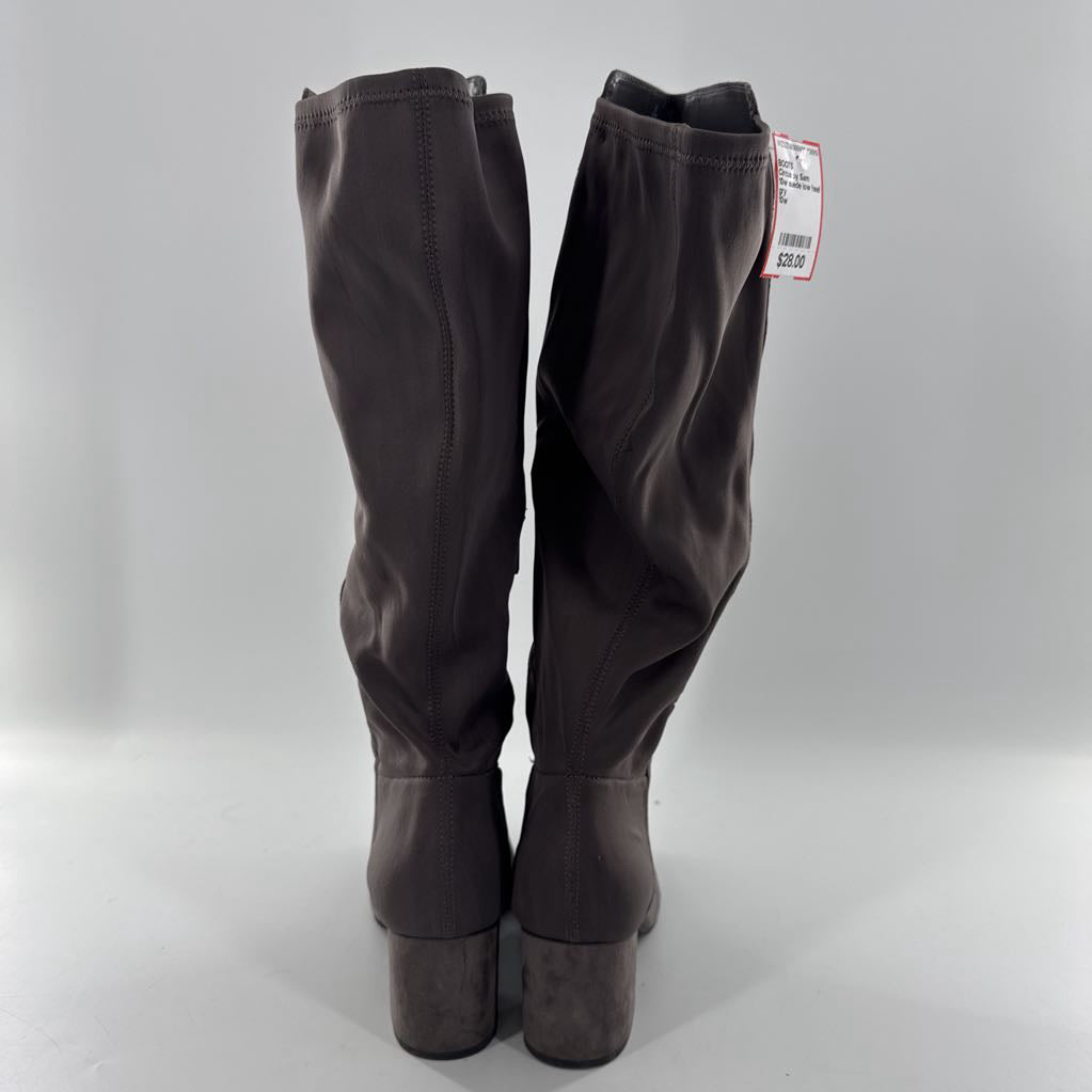 10w suede low heel tall boots