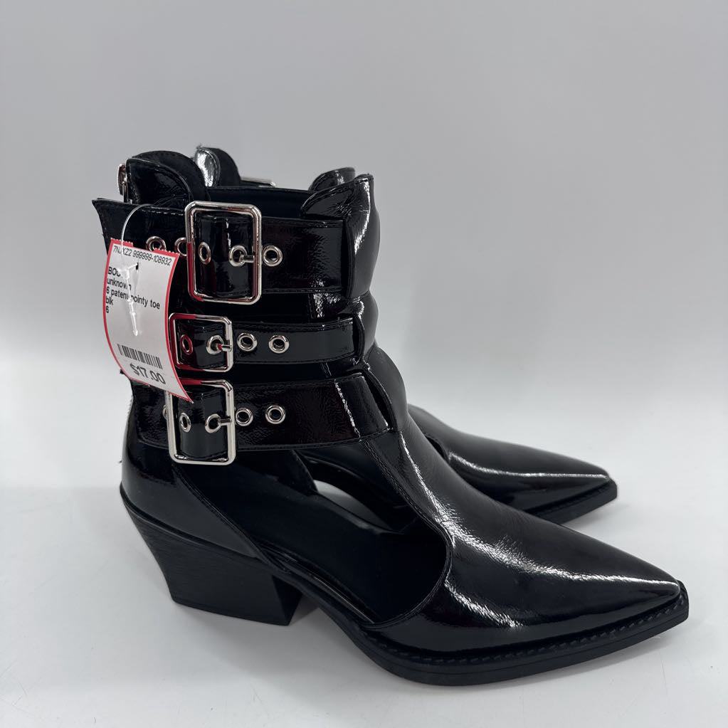 6 patent pointy toe cutout ankle boots