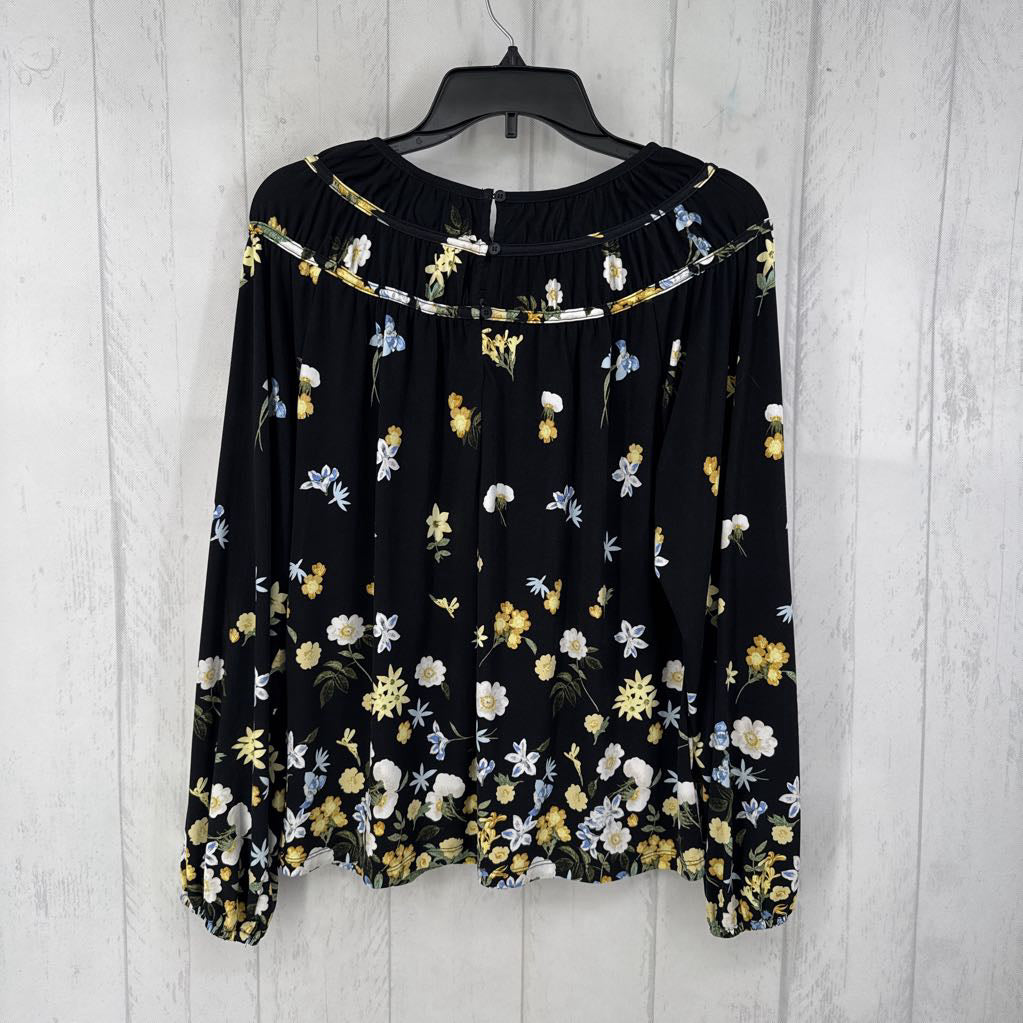M l/s flower print pleated top