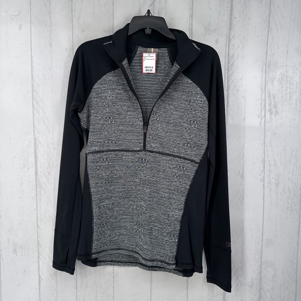 L l/s marled quarter zip top