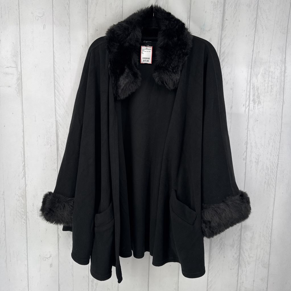 L/XL faux fur trim cape