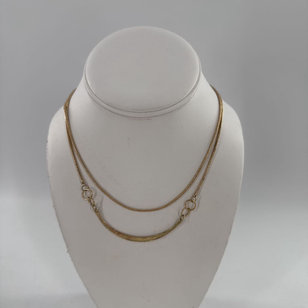 8" gold tone double strand necklace