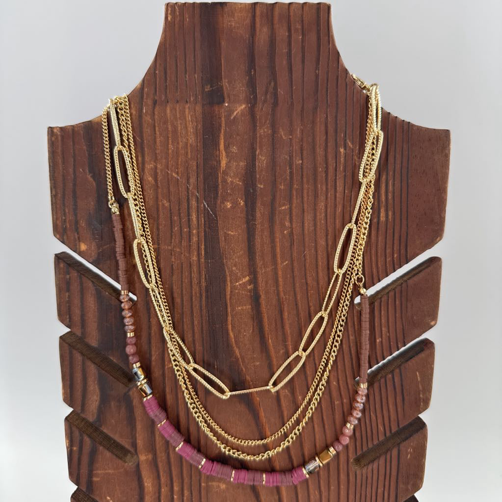 10" gold & purple stone necklace