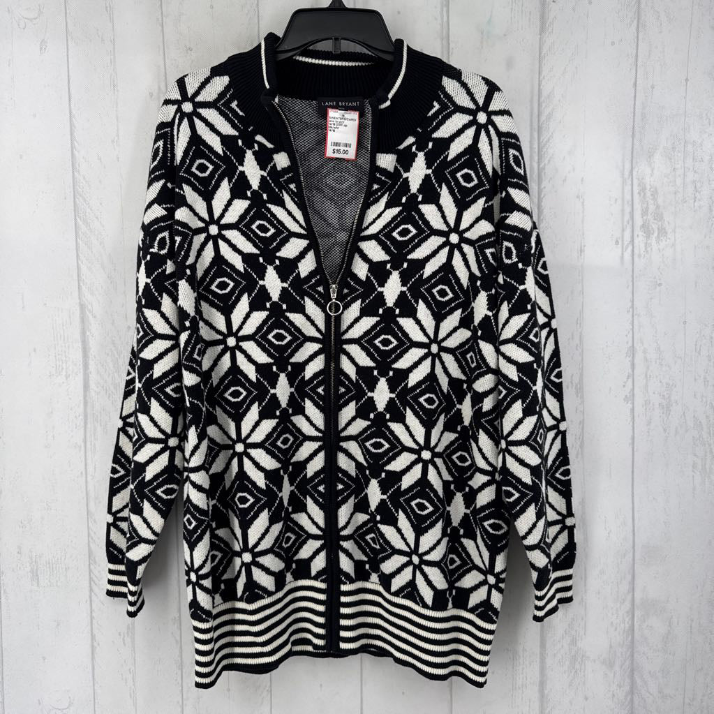 14/16 print zip cardigan