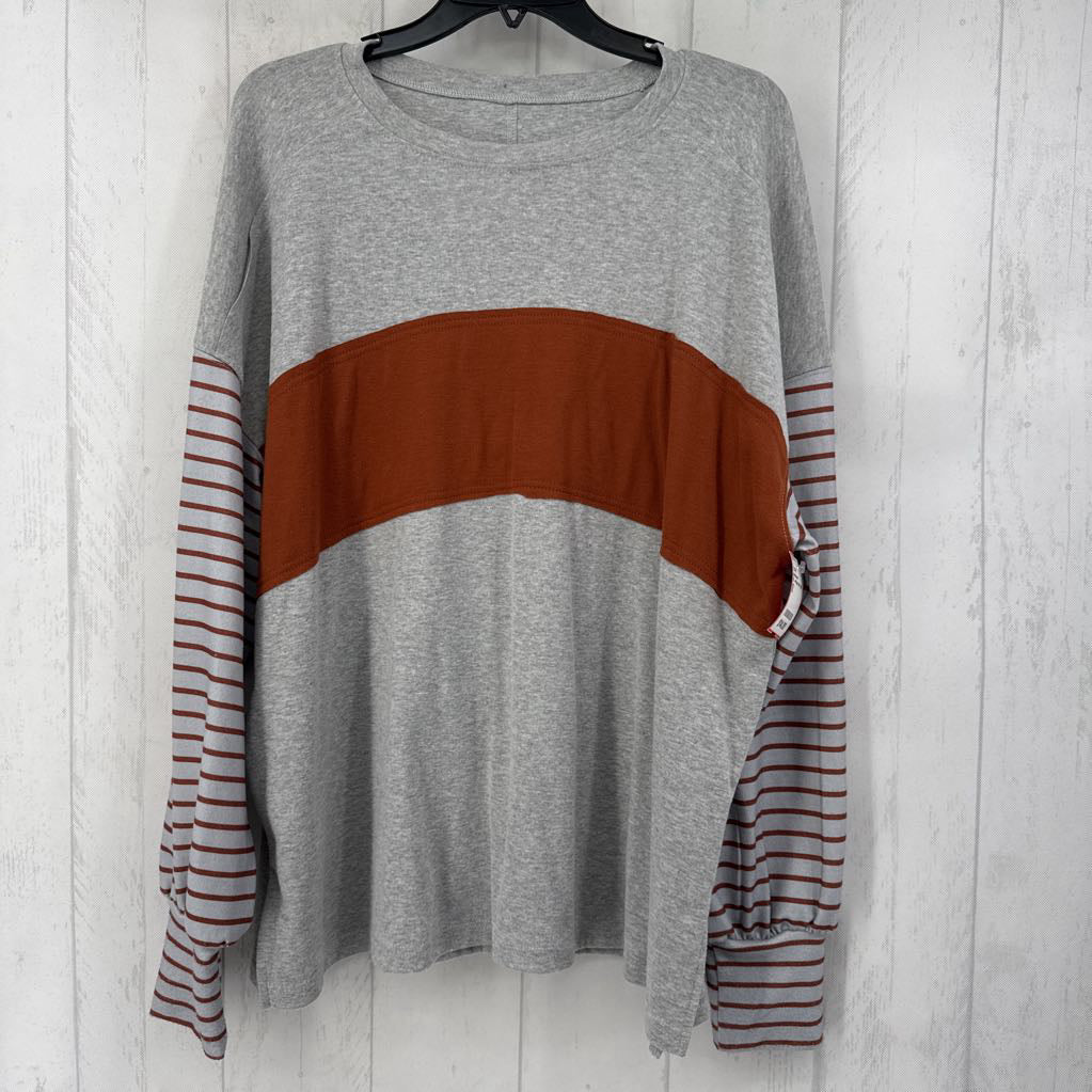 XL stripe slv top