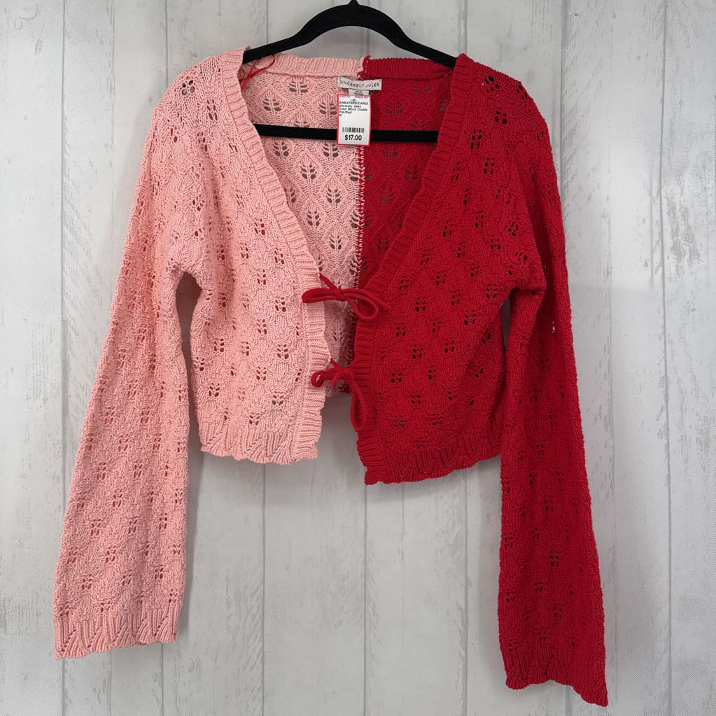 Color Block Double Tie-Front Cardigan