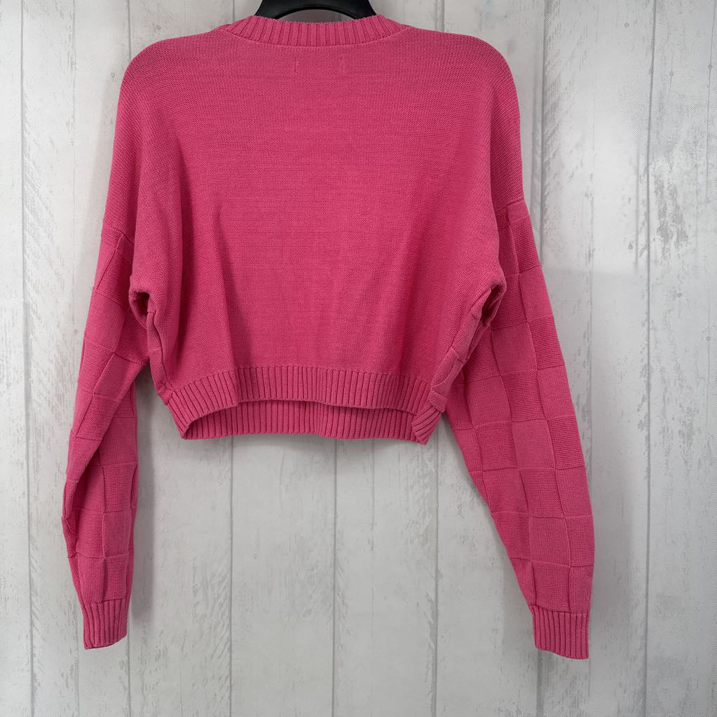 Cropped Checkered Knit Sweater