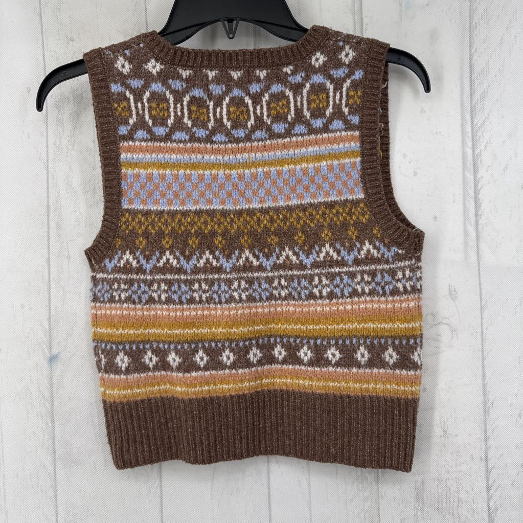 Patterned Sleevless Cropped Sweater Vest