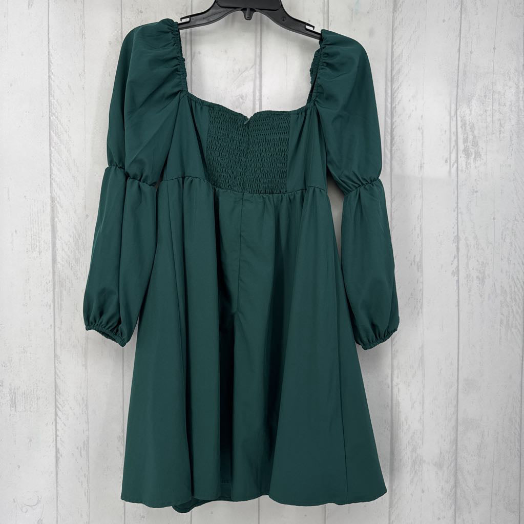 Square Neckline Puff l/s Dress