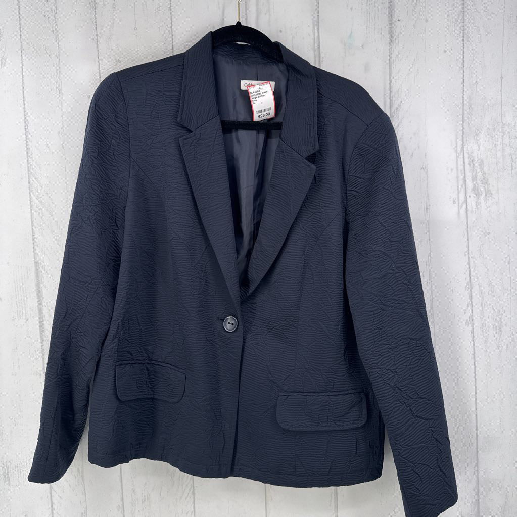 Single Button Textured Blazer