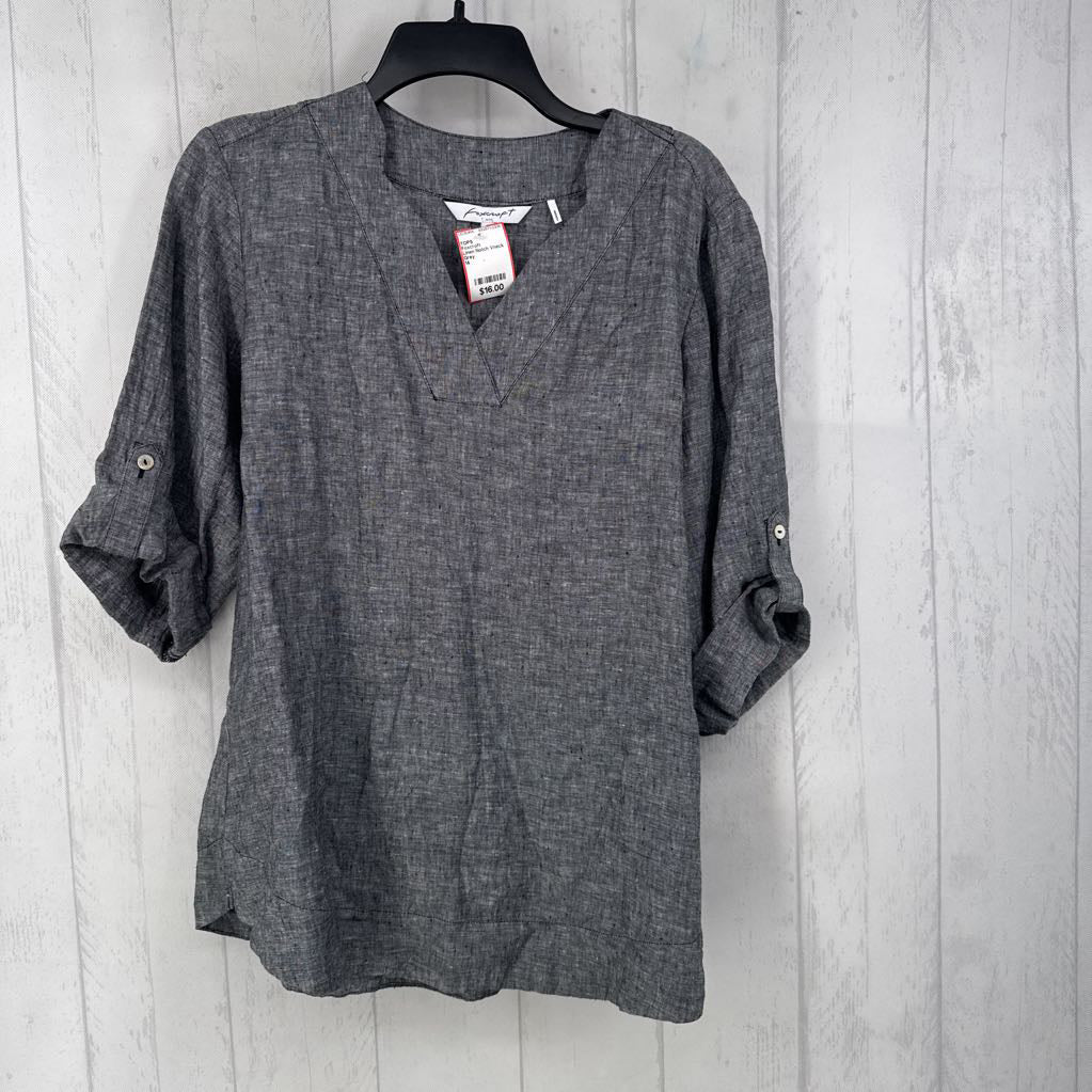 Linen Notch Vneck Top