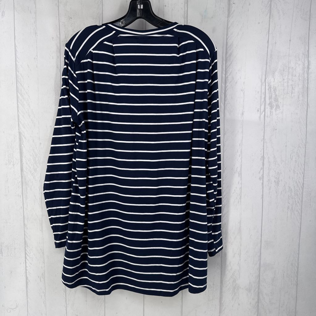 M striped v-neck l/s top