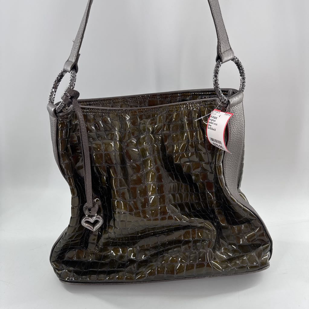 patent croc embossed shoulder bag