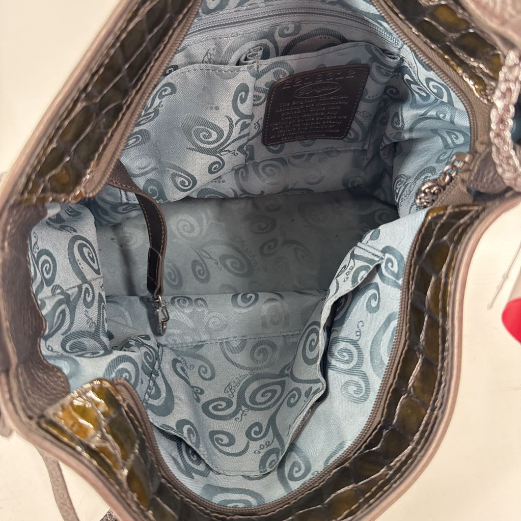 patent croc embossed shoulder bag