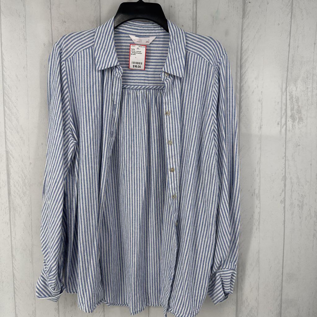L striped button down l/s top