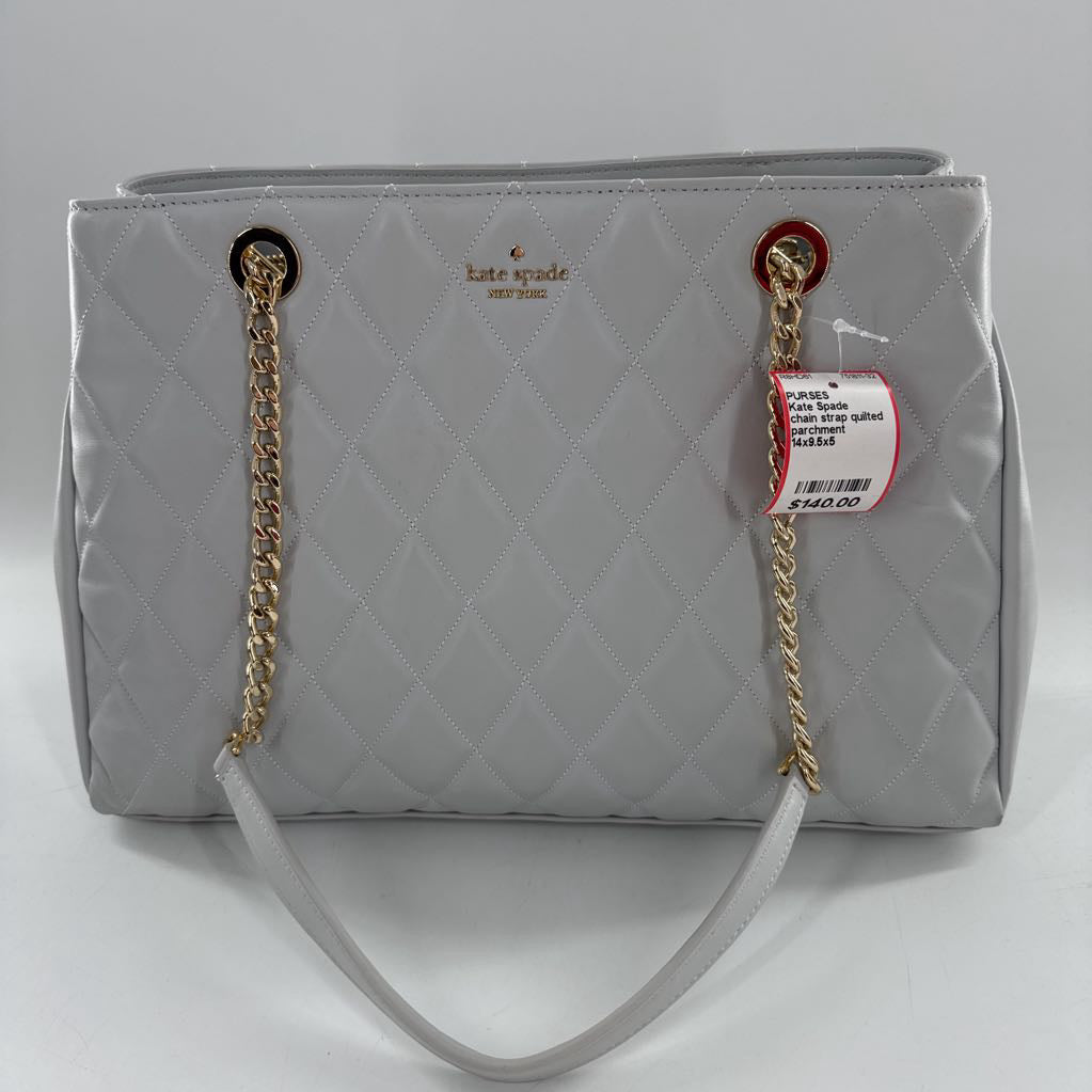 chain strap quilted tote