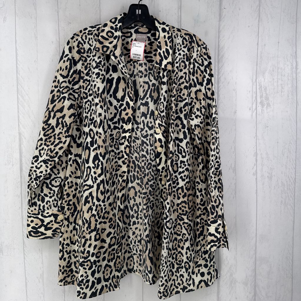 L l/s animal print button shirt