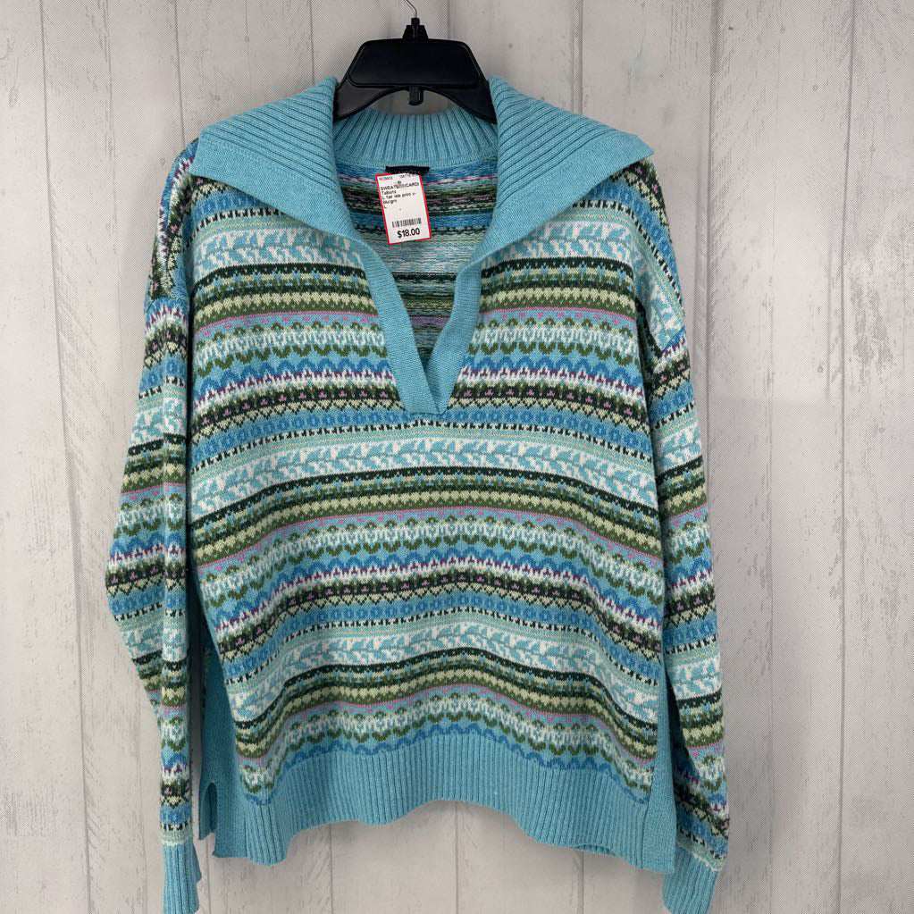 L fair isle print v-neck sweater
